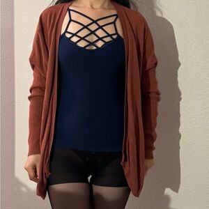 Rust Open Front Cardigan